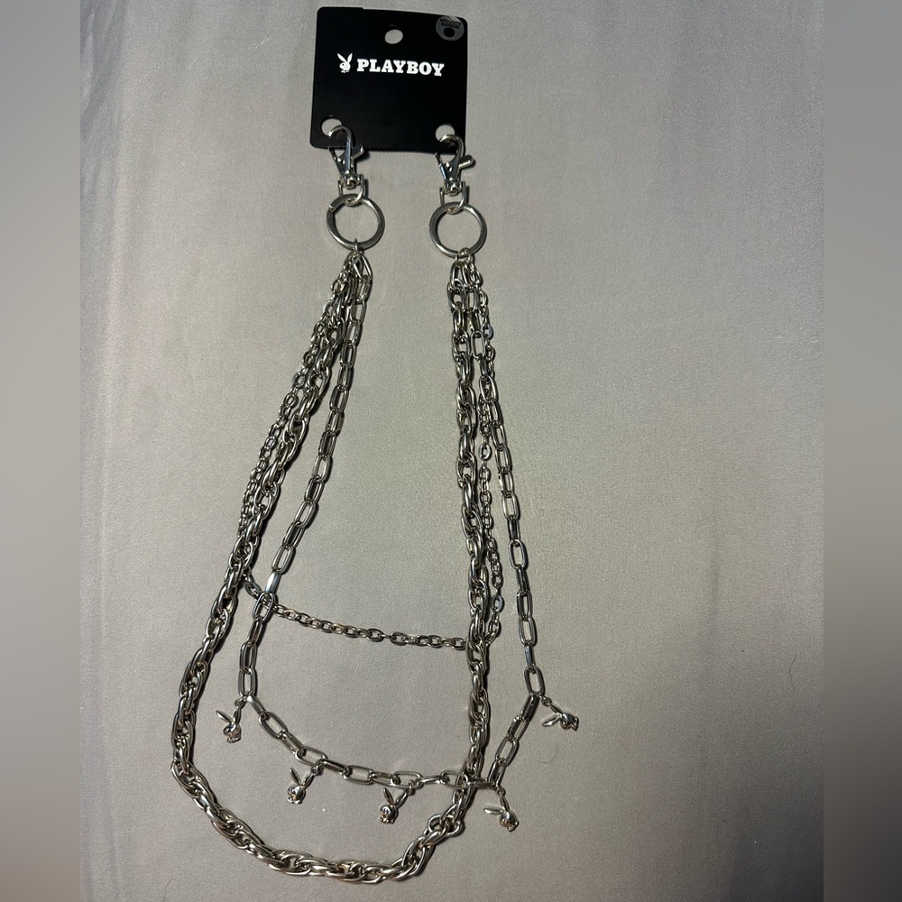 Playboy silver wallet chain